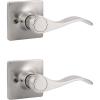 imageProbrico Wave Style RightHanded HalfDummy Levers for Hallway Closets or Pantry Doors Inactive Single Side Square Rosette Door Handles 2 Pack Satin Nickel2 Pack