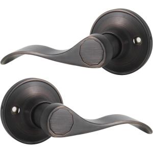 imageProbrico 1 Pair Black Wave Style Dummy Door Lever for Interior DoorLeft Hand and Right Handed NonFunctioningOil Rubbed Bronze