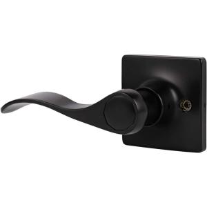 imageProbrico Decorative Inactive Left Handed Lever in Black Square Rosette Single Dummy Door Handle with a Traditional Wave Design for Interior Hall Closets or Pantry Doors 1 Pack