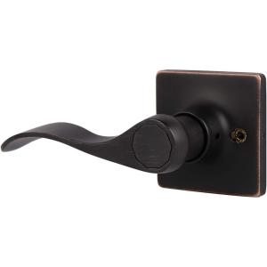 imageProbrico Decorative Inactive Left Handed Lever in Oil Rubbed Bronze Square Rosette Single Dummy Door Handle with a Traditional Wave Design for Interior Hall Closets or Pantry Doors 1 Pack