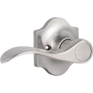 imageProbrico Dummy Door Handle Lever for Left Handed Door Wave Door Lever with Camelot Trim NonTurning Lock in Brushed Nickel Half Dummy Closet Door Handle Left Handed