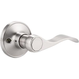 imageProbrico Wave Style Handle Dummy Leverset LeftRight Hand Door Knobs Satin Nickel FinishBrushed Nickel