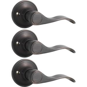 imageProbrico Wave Style Handle Dummy Leverset LeftRight Hand Door Knobs Satin Nickel FinishOil Rubbed Bronze