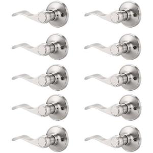imageProbrico Wave Style Single Dummy Door Levers Dummy Door Handles Satin Nickel Finish Left Handed Pack of 610 Pack