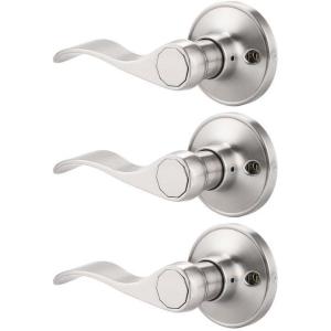 imageProbrico Wave Style Single Dummy Door Levers Dummy Door Handles Satin Nickel Finish Left Handed Pack of 63 Pack