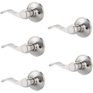 imageProbrico Wave Style Single Dummy Door Levers Dummy Door Handles Satin Nickel Finish Left Handed Pack of 65 Pack