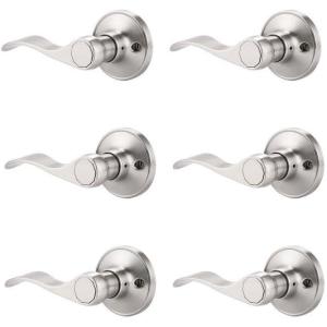 imageProbrico Wave Style Single Dummy Door Levers Dummy Door Handles Satin Nickel Finish Left Handed Pack of 66 Pack