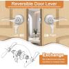 imageProbrico 2 Pack Wave Style Keyed Alike Entry Levers Exterior Interior Satin Nickel Keyed Door Handles with Lock and Same Keys Reversible for Right Left Handed DoorsSatin Nickel