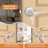 imageProbrico 2 Pack Wave Style Keyed Alike Entry Levers Exterior Interior Satin Nickel Keyed Door Handles with Lock and Same Keys Reversible for Right Left Handed DoorsSatin Nickel