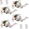 imageProbrico 2 Pack Wave Style Keyed Alike Entry Levers Exterior Interior Satin Nickel Keyed Door Handles with Lock and Same Keys Reversible for Right Left Handed DoorsSatin Nickel