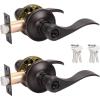 imageProbrico 2 Pack Wave Style Keyed Alike Entry Levers Exterior Interior Satin Nickel Keyed Door Handles with Lock and Same Keys Reversible for Right Left Handed DoorsOil Rubbed Bronze