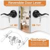 imageProbrico 2 Pack Wave Style Keyed Alike Entry Levers Exterior Interior Satin Nickel Keyed Door Handles with Lock and Same Keys Reversible for Right Left Handed DoorsBlack