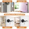 imageProbrico 2 Pack Wave Style Keyed Alike Entry Levers Exterior Interior Satin Nickel Keyed Door Handles with Lock and Same Keys Reversible for Right Left Handed DoorsBlack