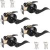 imageProbrico 2 Pack Wave Style Keyed Alike Entry Levers Exterior Interior Satin Nickel Keyed Door Handles with Lock and Same Keys Reversible for Right Left Handed DoorsBlack