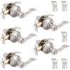 imageProbrico 2 Pack Wave Style Keyed Alike Entry Levers Exterior Interior Satin Nickel Keyed Door Handles with Lock and Same Keys Reversible for Right Left Handed DoorsSatin Nickel