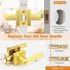 imageProbrico Entry Door Levers Brushed Nickel with Different Keys Heavy Duty Hardware for Exterior Front and Back DoorLockable Keyed Entrance LockUniversal HandlingTransitional Style 2 PackGold