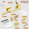imageProbrico Entry Door Levers Brushed Nickel with Different Keys Heavy Duty Hardware for Exterior Front and Back DoorLockable Keyed Entrance LockUniversal HandlingTransitional Style 2 PackGold