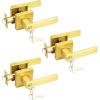 imageProbrico Entry Door Levers Brushed Nickel with Different Keys Heavy Duty Hardware for Exterior Front and Back DoorLockable Keyed Entrance LockUniversal HandlingTransitional Style 2 PackGold