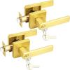 imageProbrico Entry Door Levers Brushed Nickel with Different Keys Heavy Duty Hardware for Exterior Front and Back DoorLockable Keyed Entrance LockUniversal HandlingTransitional Style 2 PackGold