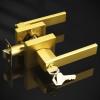 imageProbrico Entry Door Levers Brushed Nickel with Different Keys Heavy Duty Hardware for Exterior Front and Back DoorLockable Keyed Entrance LockUniversal HandlingTransitional Style 2 PackGold