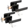imageProbrico Entry Door Levers Brushed Nickel with Different Keys Heavy Duty Hardware for Exterior Front and Back DoorLockable Keyed Entrance LockUniversal HandlingTransitional Style 2 PackBlack