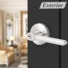 imageProbrico Flat Keyed Alike Entry Door Levers Satin Nickel Single Cylinder Door Locks with Same Keys Exterior Interior Door Levers with Lock and Key Reversible for Right ampamp Left Side 3 Pack3 Pack
