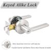 imageProbrico Flat Keyed Alike Entry Door Levers Satin Nickel Single Cylinder Door Locks with Same Keys Exterior Interior Door Levers with Lock and Key Reversible for Right ampamp Left Side 3 Pack3 Pack