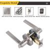 imageProbrico Flat Keyed Alike Entry Door Levers Satin Nickel Single Cylinder Door Locks with Same Keys Exterior Interior Door Levers with Lock and Key Reversible for Right ampamp Left Side 3 Pack2 Pack