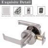 imageProbrico Heavy Duty Keyed Alike Entry Door Levers Entrance Door Locksets Satin Nickel Finished for Exterior Door and Front Door 5 Pack