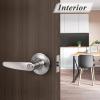 imageProbrico Keyed Alike Entry Door Levers Modern Flat Style Door Handles Satin Nickel Entrance Door Locks for Front Exterior Doors Reversible for Right ampamp Left Handed Doors 2 Pack