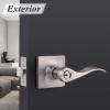 imageProbrico Keyed Entry Door Lever with Lock in Satin Nickel for Exterior Front Gate or Interior Doors Wave Shape Entrance Hardware Reversible for RightLeft Handed Sides 1 Pack