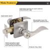 imageProbrico Keyed Entry Door Lever with Lock in Satin Nickel for Exterior Front Gate or Interior Doors Wave Shape Entrance Hardware Reversible for RightLeft Handed Sides 1 Pack