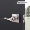 imageProbrico Keyed Entry Door Lever with Lock in Satin Nickel for Exterior Front Gate or Interior Doors Wave Shape Entrance Hardware Reversible for RightLeft Handed Sides 1 Pack