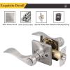 imageProbrico Keyed Entry Door Lever with Lock in Satin Nickel for Exterior Front Gate or Interior Doors Wave Shape Entrance Hardware Reversible for RightLeft Handed Sides 1 Pack