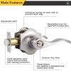 imageProbrico Keyed Entry Door Locks Camelot Style Wave Door Levers Brushed Nickel Stainless Steel Door Handles Interior ampamp Exterior Door Locksets for Left ampamp Right Hand Doors 85061SN
