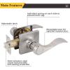 imageProbrico Wave Style Passage Door Handles Levers Hall ampamp Closet Door Lever for Interior Doors NonLocking Door Handle Reversible for RightLeft Handed Sides 1 Pack Satin Nickel