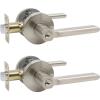 imageProbrico Flat Keyed Alike Entry Door Levers Satin Nickel Single Cylinder Door Locks with Same Keys Exterior Interior Door Levers with Lock and Key Reversible for Right ampamp Left Side 3 Pack2 Pack