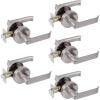 imageProbrico Heavy Duty Keyed Alike Entry Door Levers Entrance Door Locksets Satin Nickel Finished for Exterior Door and Front Door 5 Pack