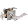 imageProbrico Keyed Entry Door Lever with Lock in Satin Nickel for Exterior Front Gate or Interior Doors Wave Shape Entrance Hardware Reversible for RightLeft Handed Sides 1 Pack