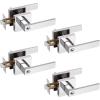 imageProbrico Polished Chrome Heavy Duty Keyed Entry Levers Lockset Interior BedBath Door Handles with Different Keys Square Hardware for RightLeft Handed Doors4 Pack