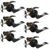 imageProbrico 10 Pack Passage lockset Matte Black Interior Door Levers Handles Keyless Door Furniture Hardware for Kitchen Childrens Room Indoor LocksBlack