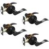 imageProbrico 10 Pack Passage lockset Matte Black Interior Door Levers Handles Keyless Door Furniture Hardware for Kitchen Childrens Room Indoor LocksBlack