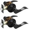 imageProbrico 10 Pack Passage lockset Matte Black Interior Door Levers Handles Keyless Door Furniture Hardware for Kitchen Childrens Room Indoor LocksBlack
