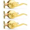 imageProbrico 10 Pack Passage lockset Matte Black Interior Door Levers Handles Keyless Door Furniture Hardware for Kitchen Childrens Room Indoor LocksGold