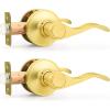 imageProbrico 10 Pack Passage lockset Matte Black Interior Door Levers Handles Keyless Door Furniture Hardware for Kitchen Childrens Room Indoor LocksGold