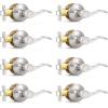 imageProbrico 10 Pack Passage lockset Matte Black Interior Door Levers Handles Keyless Door Furniture Hardware for Kitchen Childrens Room Indoor LocksSatin Nickel