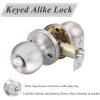 imageProbrico 2 Pack Keyed Alike Door Knobs Combo Pack Brushed Nickel Ball Entry Door Knobs Entrance Lockset Interior Exterior Single Cylinder Door Lock