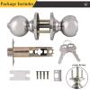 imageProbrico 2 Pack Keyed Alike Locks for Exterior and Interior Doors Brushed Nickel Stainless Steel Entrance Door Knobs Round Ball Keyed Entry Door Knobs with Same Keys for Bedroom Bathroom2 Pack