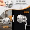 imageProbrico 2 Pack Keyed Alike Locks for Exterior and Interior Doors Brushed Nickel Stainless Steel Entrance Door Knobs Round Ball Keyed Entry Door Knobs with Same Keys for Bedroom Bathroom2 Pack