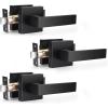 imageProbrico 4 Pack Square Door Levers Handles Keyless Passage Lockset Interior Hallway and Closet Hardware in Satin NickelHeavy DutyBlack